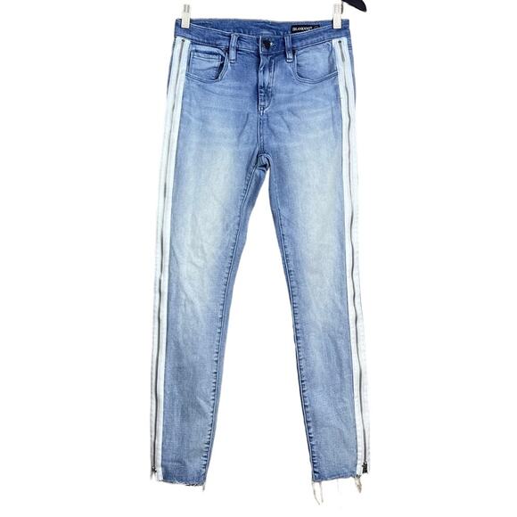 BlankNYC The Great Jones Mid Rise Zipper Trim Skinny Jeans Slumlord Blue Size 27 - Picture 1 of 12